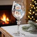 Christmas Wine Glass Collection Gift Box Set, Christmas Wine Glasses, Raised Holiday Goblet with Snowflake Decor, Festive Glassware, Wines & Cocktails, Holiday Party & Table Decor (B)