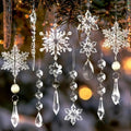 Crystal Christmas Tree Ornaments, Clear Acrylic Snowflake & Icicle, 48pcs
