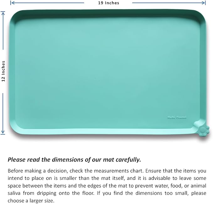 Hoki Found Silicone Pet Food Mats - Non Slip Cat & Dog Bowl Placemats - Waterproof Pet Feeding Mats - Cool Mint
