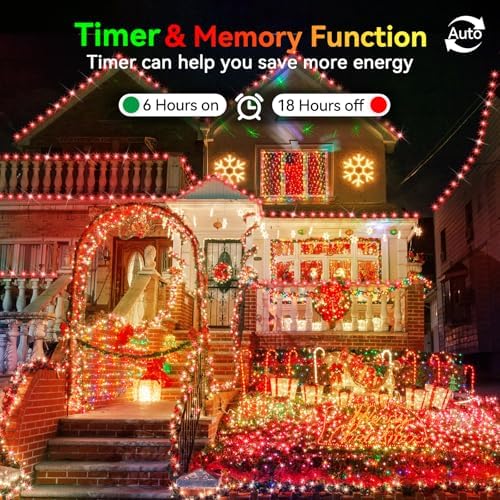 Hezbjiti 2Pack 1000 LED 403 FT Christmas Lights Outdoor String Lights 8 Modes with Timer Memory Waterproof Fairy Lights Plug in for Classroom Bedroom Patio Wedding Party Holiday Xmas Decorations(Red)