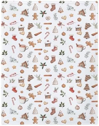 Vintage Christmas Baby Blankets for Boy Girl Sweet Candy Trees Stockings House Fir Leaves Soft Flannel Nursery Bed Blankets for Infant Toddler Crib Winter Holiday Festive Swaddle Blanket 60x80inch