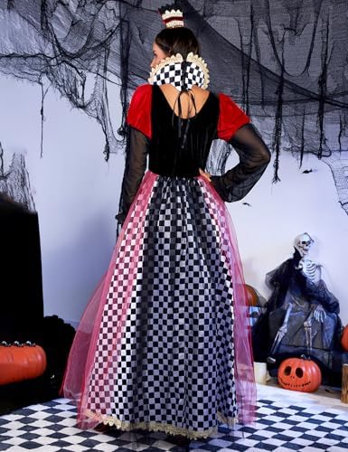 Queen of Hearts Costume Women Halloween Costume Woman 2026 Alice in Wonderland Outfits Fancy Cosplay Dress for Adult