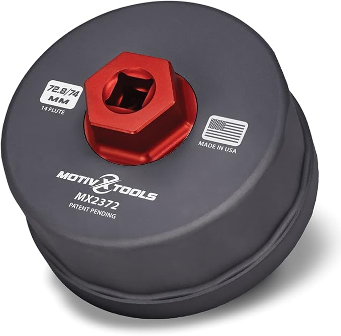 Motivx Tools MX2372-US 72.8mm/74mm 14 Flute Precision CNC Machined Oil Filter Wrench - Compatible With Toyota, Motorcraft, STP & Bosch Filters