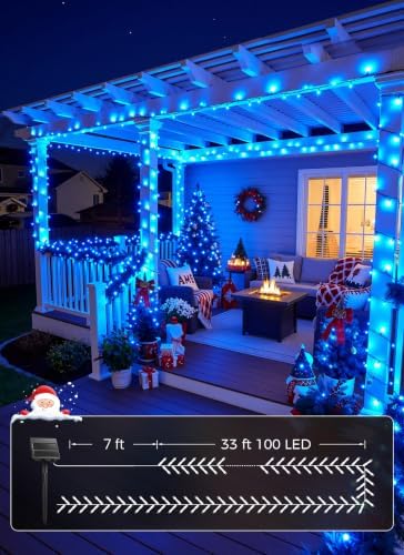 6 Pack 600LED Solar Christmas Lights Outdoor Waterproof, Blue 240 FT