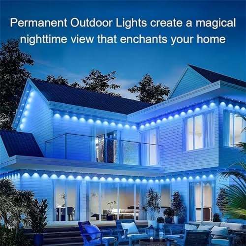 300FT Permanent Outdoor RGB Lights,IP67 Waterproof Smart LED Eaves Lights with App/Remote Control,for Christmas and All Holiday Decor,Daily and Accent Lighting,House Roof and Garden Lighting