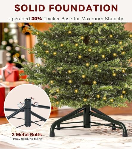 DWVO 6.5FT Prelit Iced Aspen Fir Artificial Christmas Tree with Remoter
