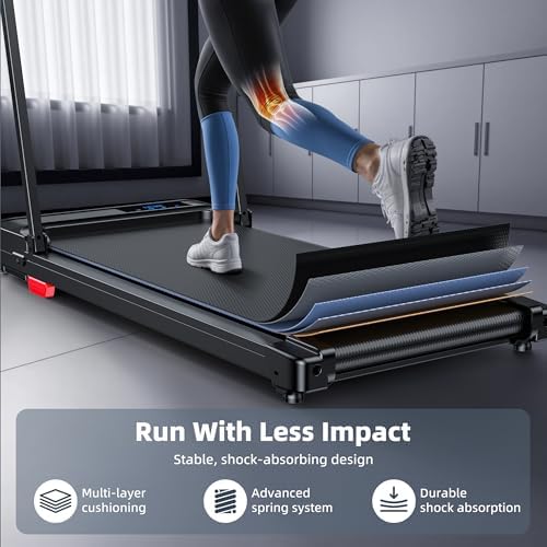 Walking Pad Treadmill for Home - Folding Treadmills with Handle Bar Portable Compact Fold up Indoor Foldable Handles Electric Walk Pads Small Spaces Mini Running Quiet Under Bed Office