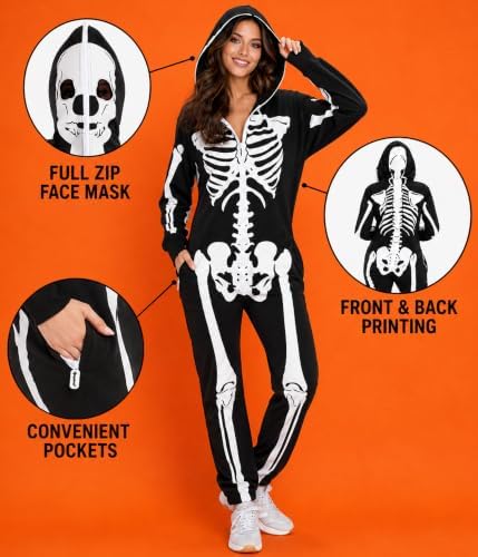 Tipsy Elves Skeleton Halloween Jumpsuit Costume for Women