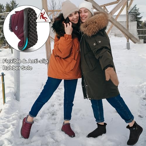 Alicegana Snow Boots for Women Winter: Warm Fur Lined Ankle Booties Comfortable Waterproof Slip On Lightweight Womens Boots