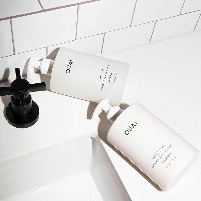 OUAI Hand Wash and Hand Lotion Set, Dean Street Scent - Moisturizes and Exfoliates with Daily Use - Made with Jojoba Esters, Avocado & Rosehip Oils (16 Fl Oz Each)