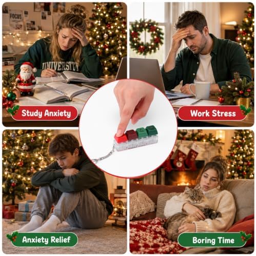 Kenning 24 Pack Christmas Keyboard Fidget Keychains with Gift Cards