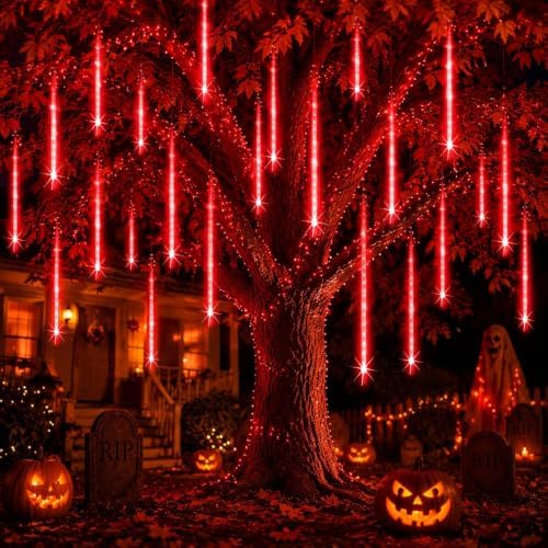 Aukora Halloween Outdoor Lights, UL Certified Red Meteor Shower Lights