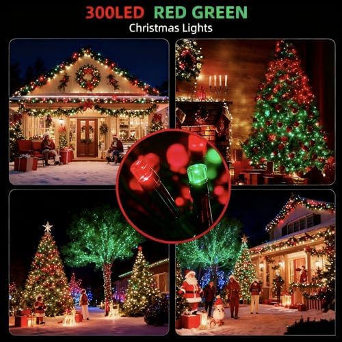 MZD8391 105FT 300LED Christmas Light, Christmas Tree Light, Red Green