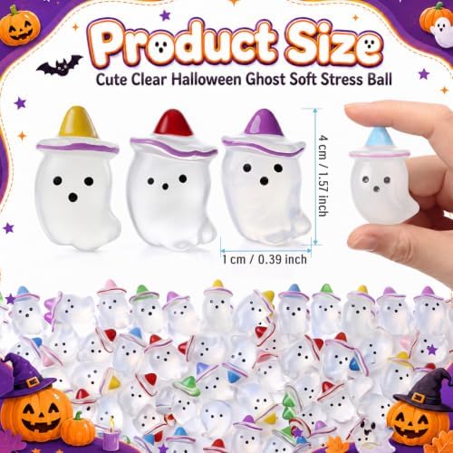 Thenshop 24 Pcs Halloween Clear Ghost Balls 6 Style Halloween Party Favors