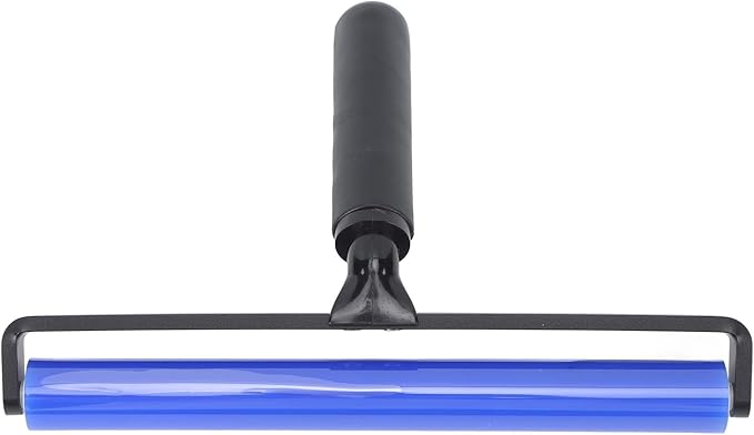Static Dust Removal Roller, Sticky Blue Silicone Soft Cleaner Roller with Black Handle for Lint Pet Hair Lint Roller Reusable Carpet Fabric Cleaner
