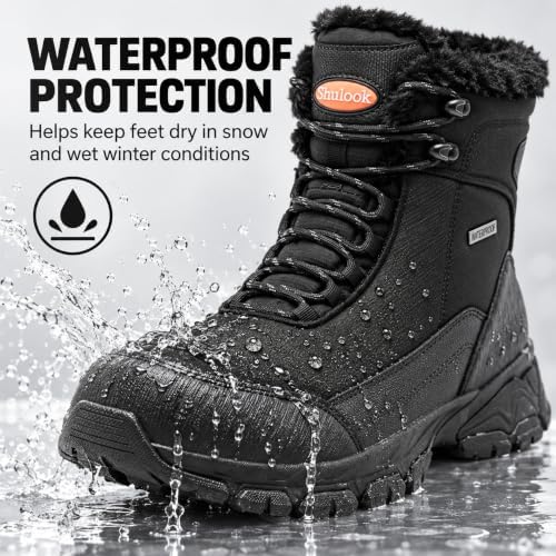 SHULOOK Men's Waterproof Winter Snow Boots: Insulated Warm Lined