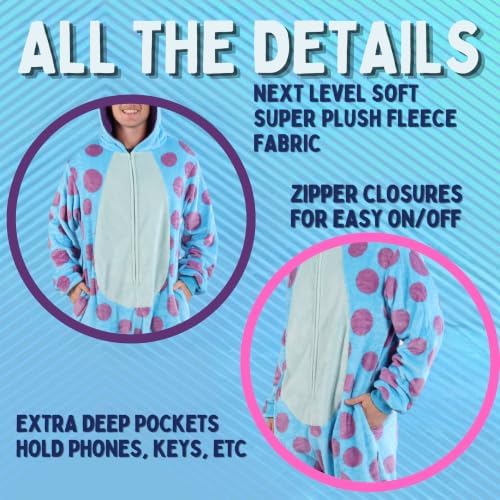 Funziez! Slim Fit Adult Onesie - Animal Costume - Plush Unisex Halloween One Piece Cosplay Suit for Women and Men