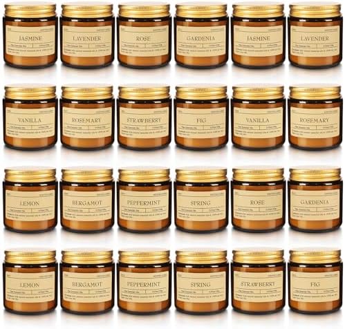 Scented Candle Set 24 Pack, Candle for Home Scented, Odor Eliminating, Stress Relief, Long Lasting Soy Wax Gift Set