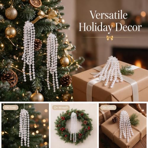 DIYDEC 18PCS Christmas Tree String Ornaments 6in Glitter Hanging Decor