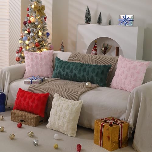 DFXSZ Christmas Tree Pillow Covers 14x36 Set of 2 Christmas Decor Green
