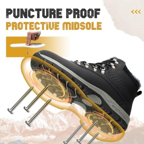 ANGRYRAM Winter Steel Toe Boots for Men Women Safety Construction Shoes