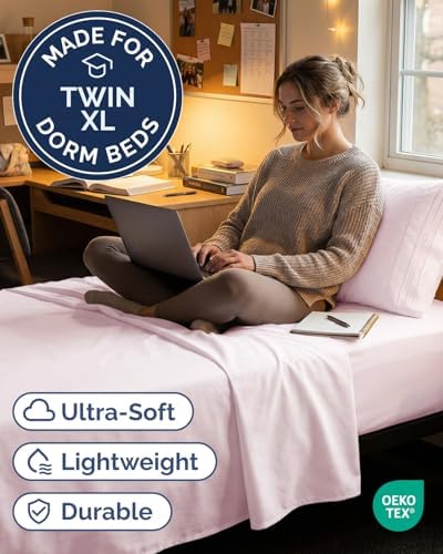 Twin XL Size 3 Piece Sheet Set - Comfy Breathable & Cooling - Lavender Pink