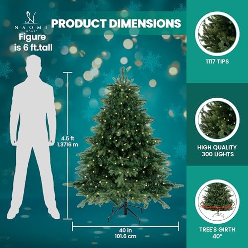 Naomi Home Cynthia 4.5ft Artificial Prelit Christmas Tree