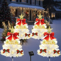 Christmas Tree Solar Pathway Lights Outdoor Decor, 4 Pack, White