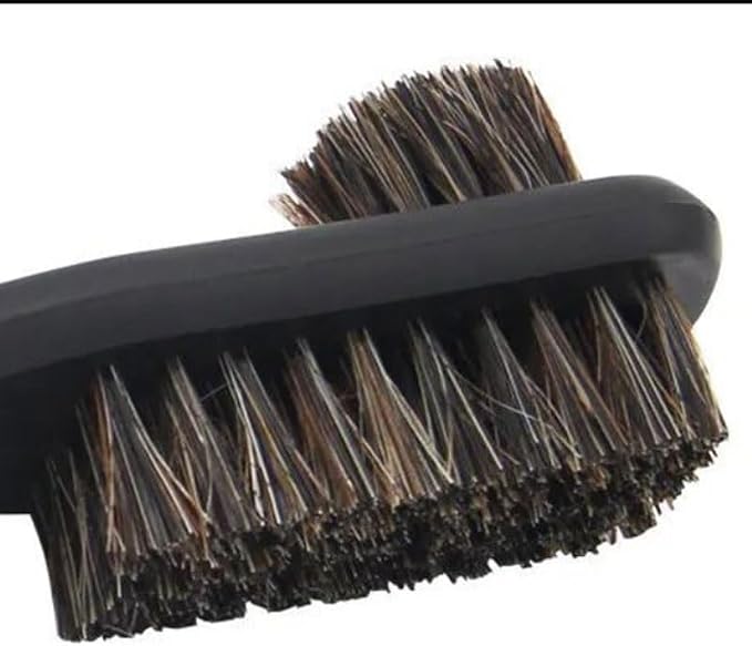 Three Sided Rubber Bands Used to Apply Shoe Polish Black Wood Pigskin Bristle Brush