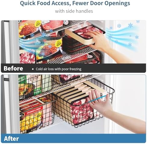 iSPECLE Freezer Organizer Bins - For 16/17/21 Cu Ft Upright Freezer, 4 Pack