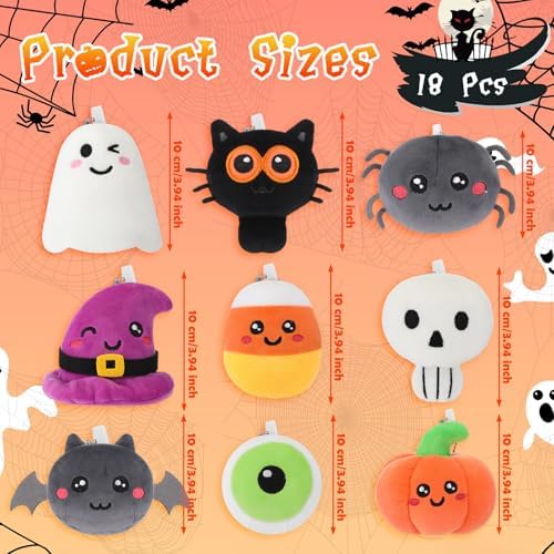 HyDren 18 Pcs Halloween Plush Toy Bulk 4 Inch Halloween