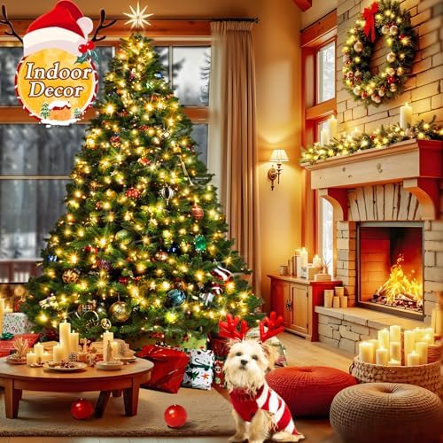 KNONEW 197FT 500 LED Christmas Lights Outdoor String Lights 8 Modes & Memory Fairy Light Plug in Waterproof LED String Lights for Xmas Yard Tree Wedding Party Holiday Decorations (Warm White)