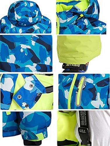 WOWULOVELY Big Boy's 2-Piece Colorblock Snow Pants and Jacket Snowsuit Ski Suit