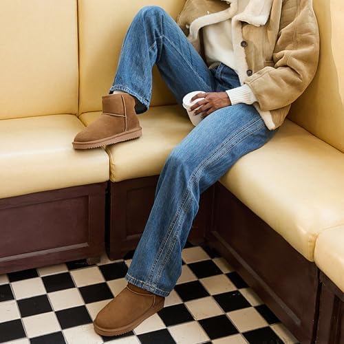 DREAM PAIRS Women's Genuine Suede Winter Mini Snow Boots
