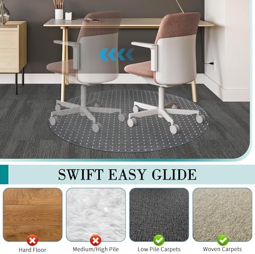 BesWin Office Chair Mat for Carpet, 36'' x 36'' Round, Heavy Duty