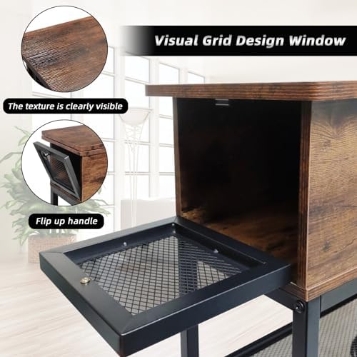 End Table with Charging Station, Flip Top Table with 8.4" Super Deep Drawer