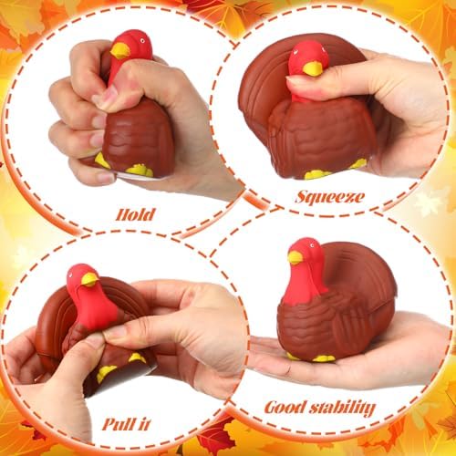 Meooeck 12 Pcs Thanksgiving Turkey Fidgets Balls Thanksgiving Party Favor