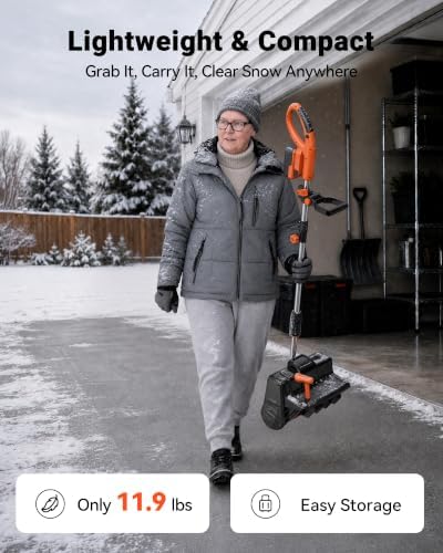 VOLTASK 24V Cordless Electric Snow Shovel, 13-Inch Brushless Snow Blowers