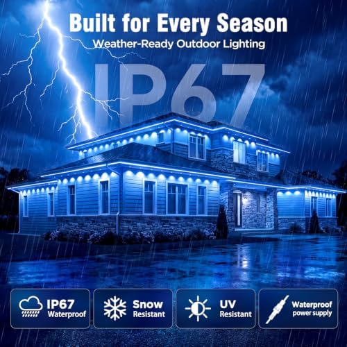 200FT RGB Permanent Outdoor Eaves Lights with App Remote, IP67 LED Bulbs