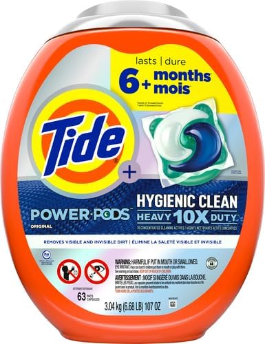 Tide Hygienic Clean Power PODS Laundry Detergent Pacs, Original Scent, 63 Count, Removes Visible and Invisible Dirt (Pack of 4)