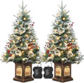 3ft Prelit Snow Flocked Christmas Tree with Light Up Gingerman Box Base