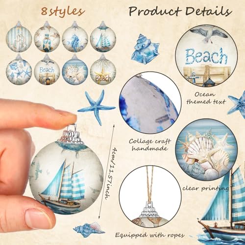 Outus 16pcs Coastal Christmas Ball Ornament for Tree, Ocean Christmas Decor