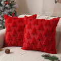 Allorry Christmas Pillow Covers 18x18 inch Set of 2 Christmas Decorations Soft Plush Faux Fur Wool Red Christmas Tree Throw Pillow Cases Winter Holiday Decor for Sofa Living Room PT002B18