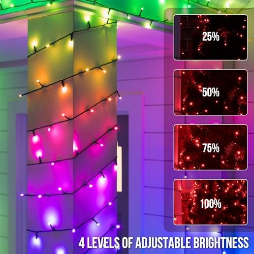164 FT 500 LED Halloween Lights Outdoor , Waterproof RGB String Lights with Remote Control& Timer Function, 24 Colors Changing Fairy Lights for Indoor Outdoor Room Wall Christmas Tree Party Decoration