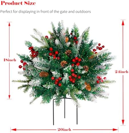 Lighted Christmas Urn Filler, 2 Pack 24 Inch Multicolor LED Planter Decor