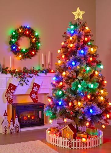 Vintage Christmas Lights Outdoor, 200Ft C9 String Lights with 100 LED Bulbs