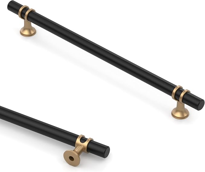 Asidrama 10 Pack 11.3 Inch(288mm) Champagne Bronze and Matte Black Kitchen Cabinet Handles, Cabinet Pulls Kitchen Cabinet Hardware Cupboard Handles Drawer Pulls