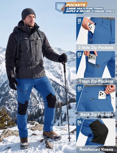 TACVASEN Men's Winter Snow Ski Pants Fleece Lined Waterproof Hiking Work