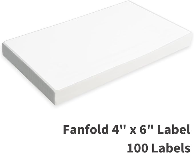 L LIKED 100 4x6 Thermal Labels Fanfold, Direct Thermal Shipping Labels - Perforated and Strong Adhesive