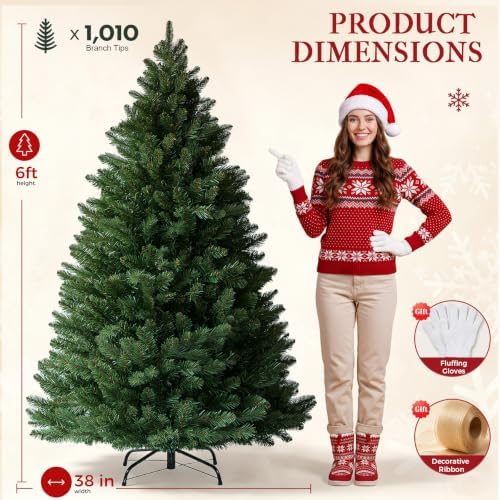 CASA CLAUSI 6ft Artificial Christmas Tree Unlit Pine Xmas Tree,Olive Green